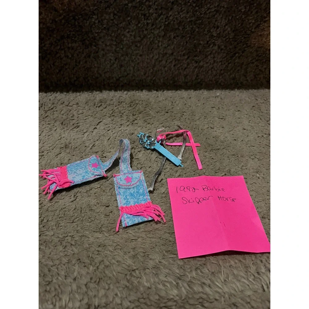 Vintage 1992 Barbie Skipper Horse Accessories Denim Saddlebags Bridle Brush 90s